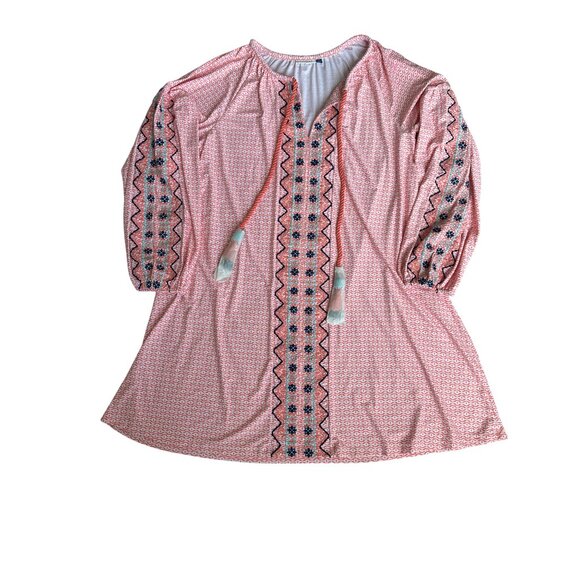 Cabana Life Tunic Dress Womens Size Large New PInk Nylon Blend w/ Tassels New - Picture 6 of 14